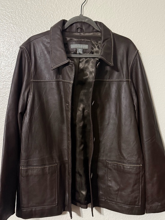 Jones New York Jackets & Blazers - Jessica Holbrook Brown Genuine Leather Jacket Large